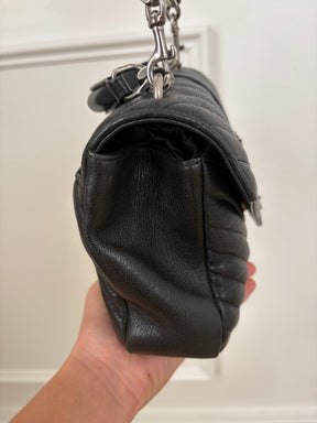 Saint Laurent Black Chevron Leather College Shoulder Bag