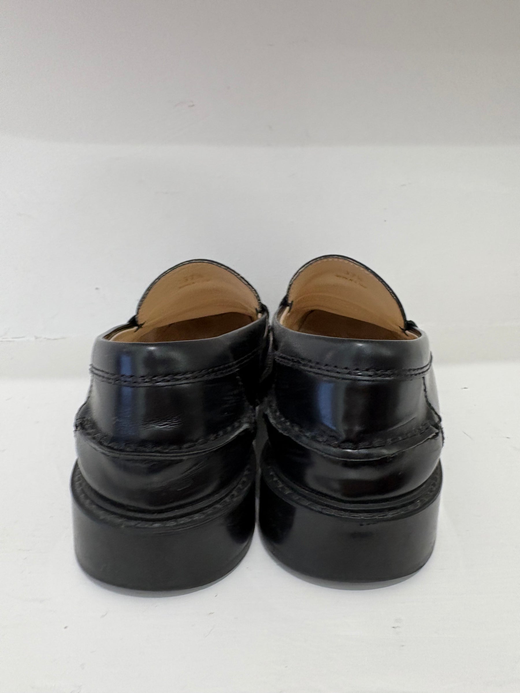 Tod's Black Leather Logo Loafers, 37.5