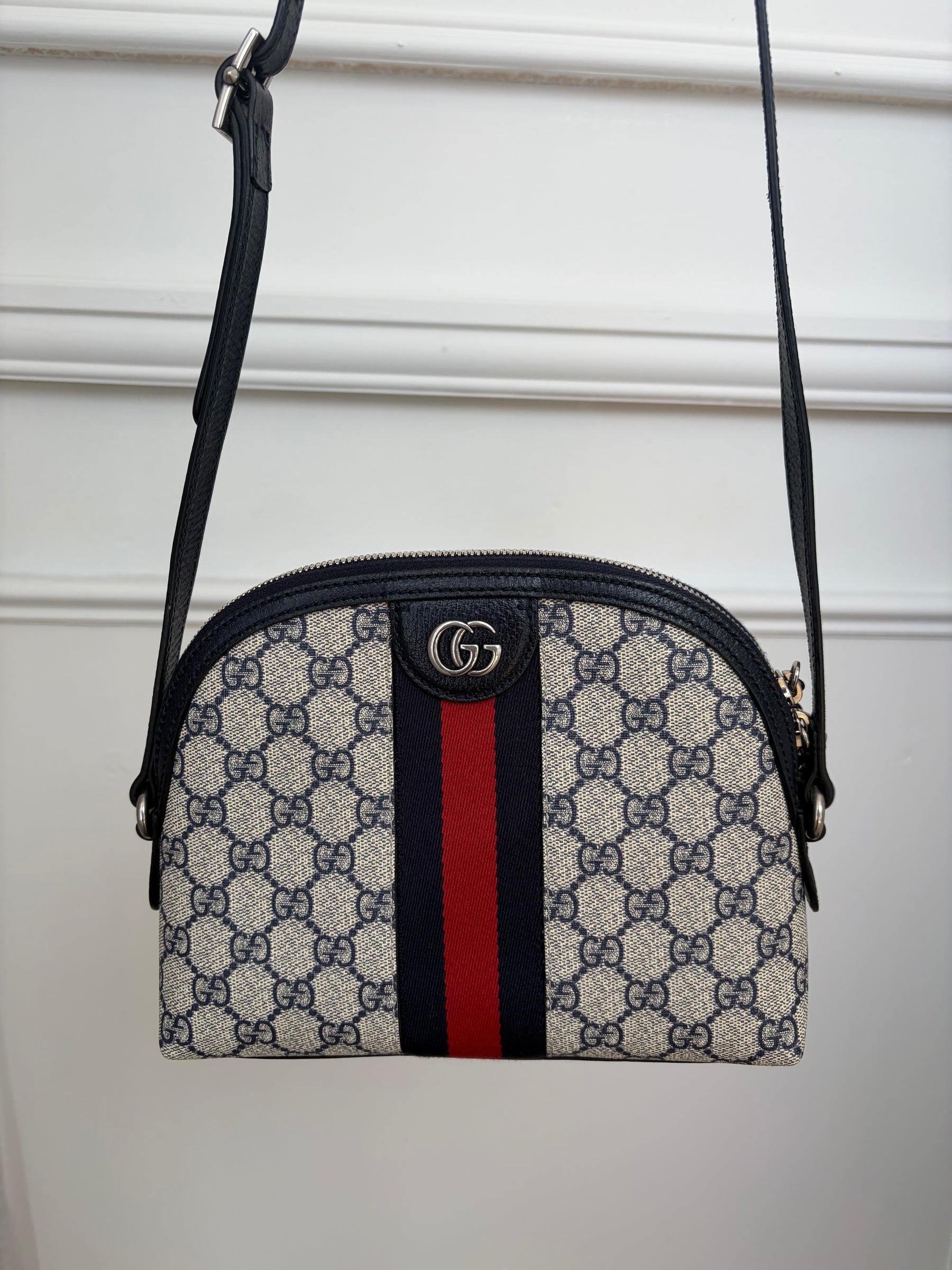 Gucci Navy Monogram Domed Ophidia Bag