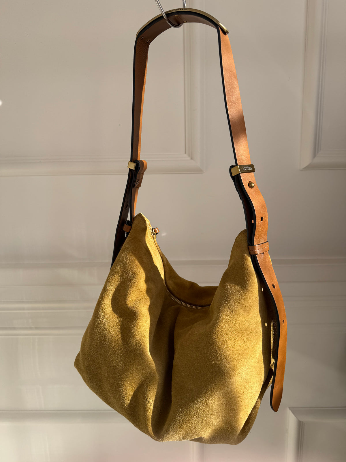 Isabel Marant Leyden Suede Large Shoulder Bag Dusty Yellow