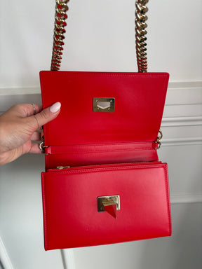 Scanlan Theodore Red Leather Chain Crossbody Bag