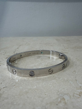 Cartier White Gold Diamond Love Bangle, 17