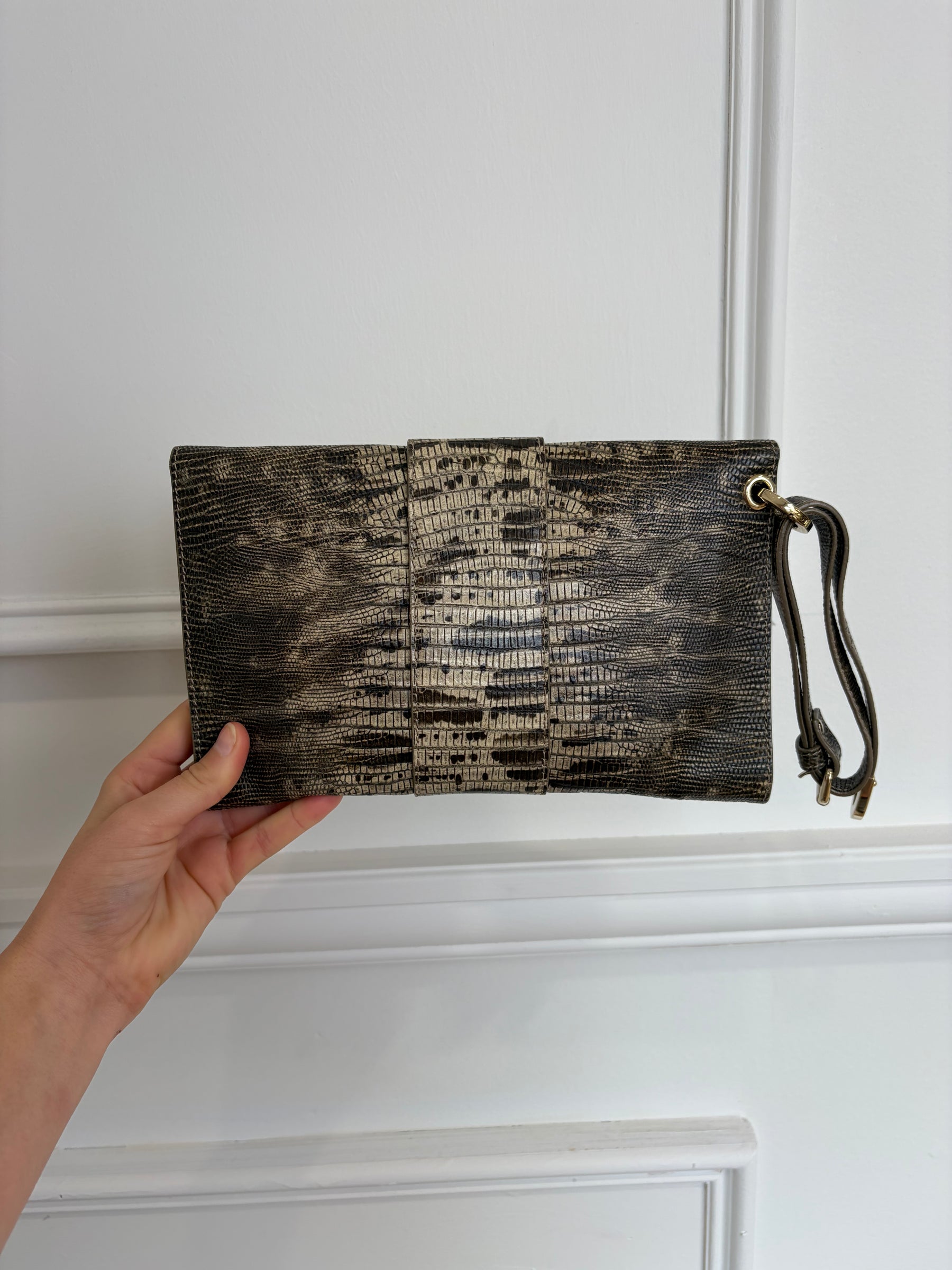 Jimmy Choo Snake Skin Embossed Wristlet Clutch