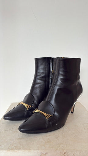 Tod's Black Leather Pointed Ankle Boots, 37