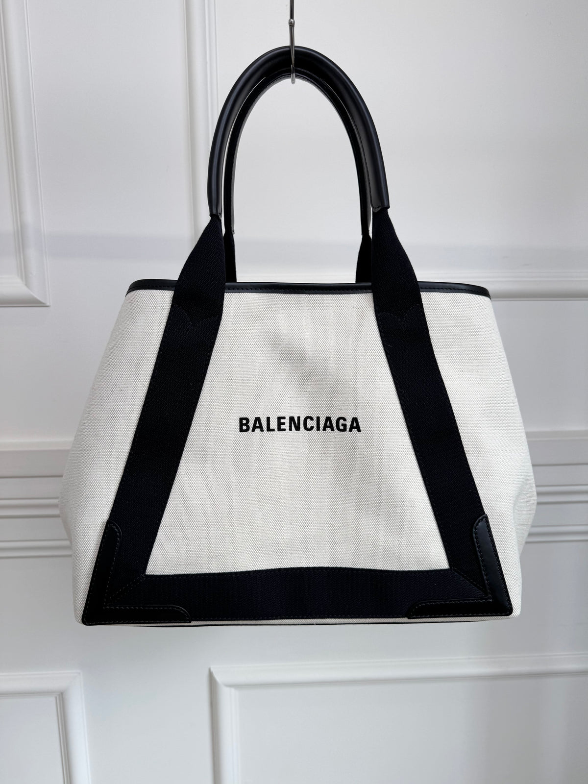 Balenciaga Cabas Tote Canvas Natural And Black Large