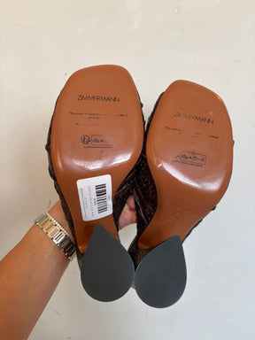 Zimmermann Brown and Black Python Embossed Stone Mules, 39