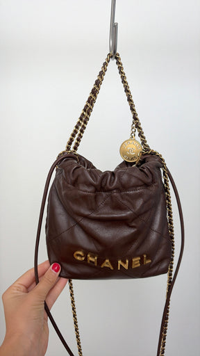 Chanel 22 Mini in Chocolate Brown Leather