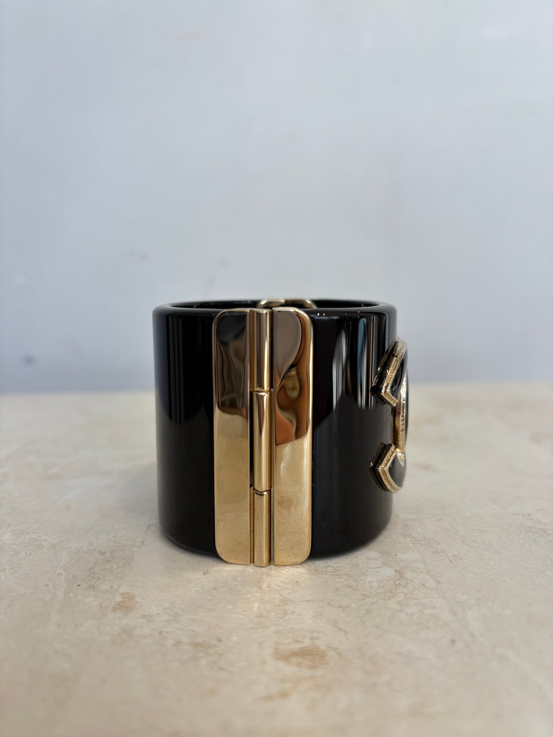 Chanel Black and White Acrylic Logo Cuff SET