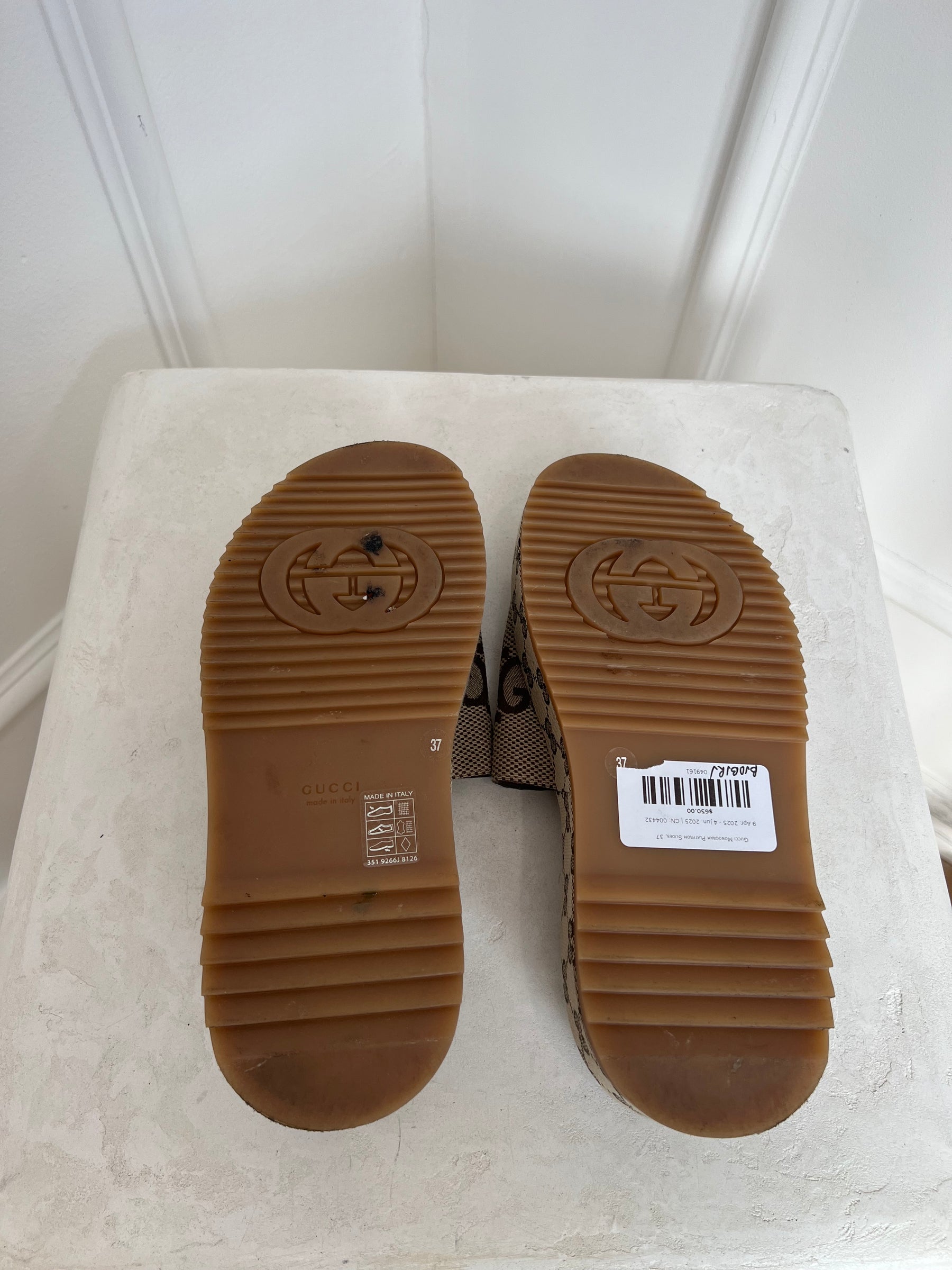 Gucci Monogram Platfrom Slides, 37
