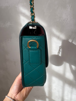 Chanel Multi Pouching Flap Bag With Coin Purse Green