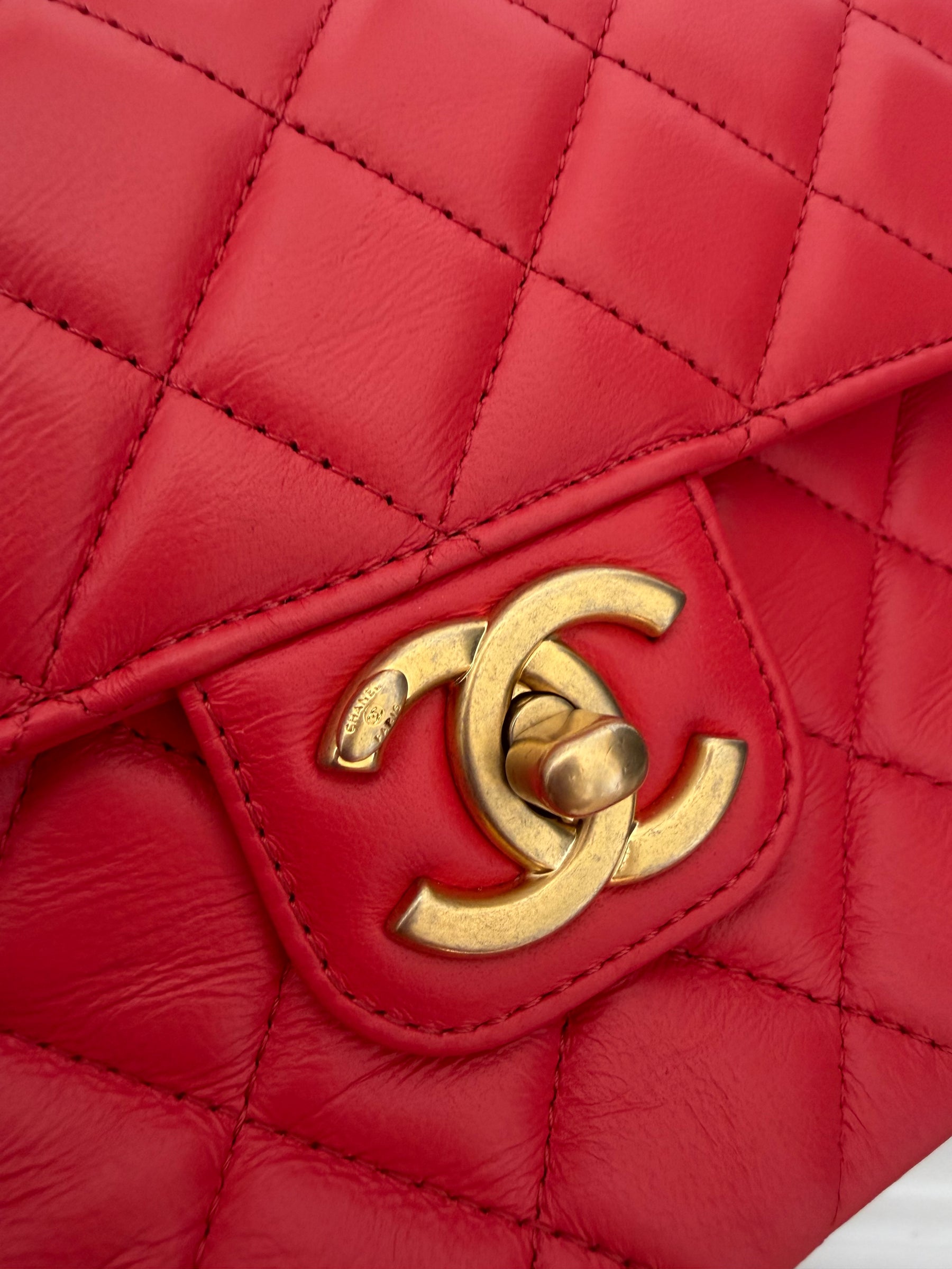 Chanel Coral Lambskin Leather Casino Chips Mini Flap