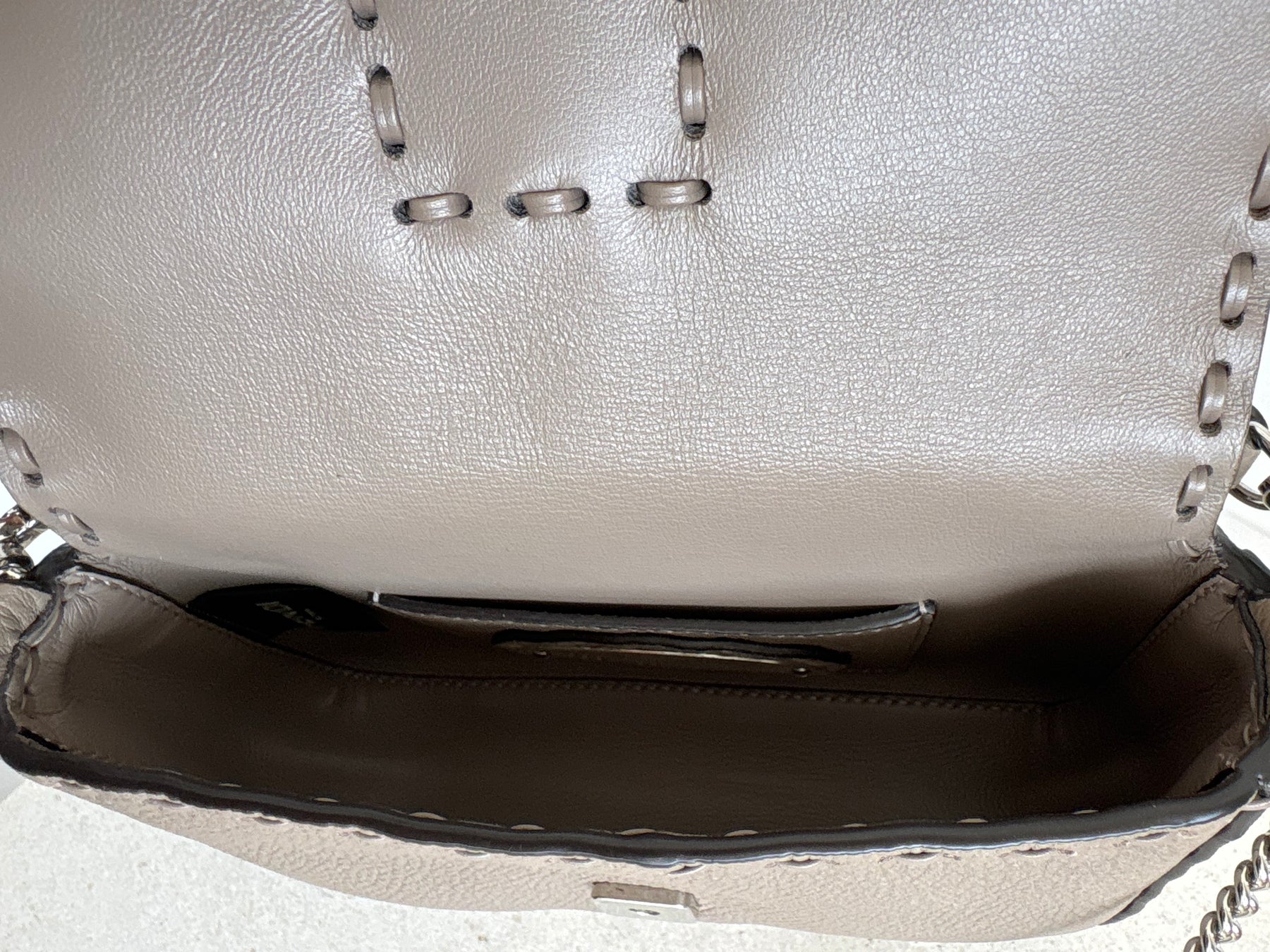 Fendi Dove Grey Calf Leather Baguette Bag