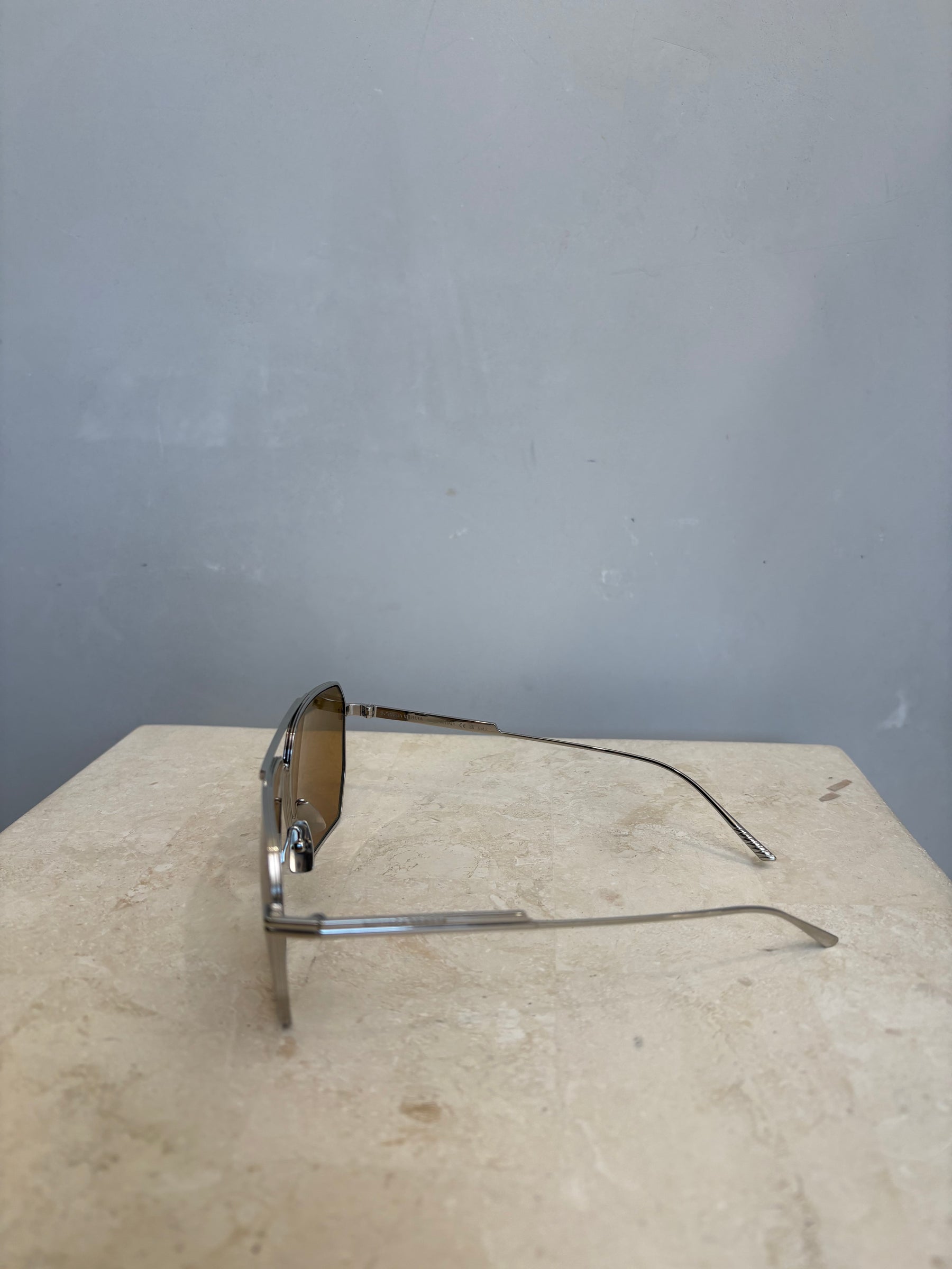 Bottega Veneta Silver Aviator Sunglasses