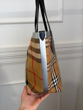 Burberry Beige Canvas Giant Check Tote