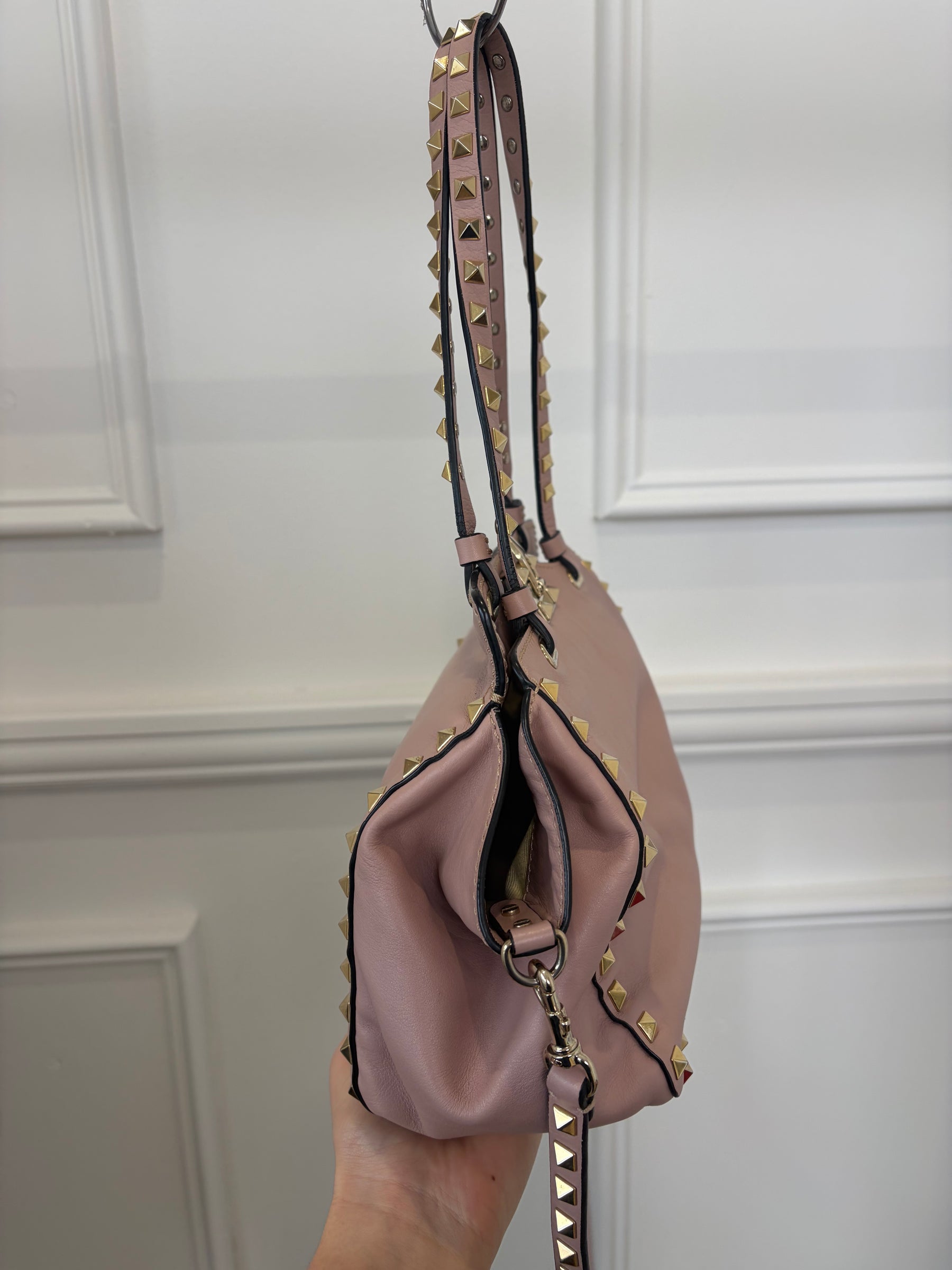 Valentino Garavani Blush Leather Rockstud Tote Bag