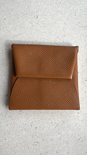 Hermès Gold Epsom Leather Bastia Coin Purse