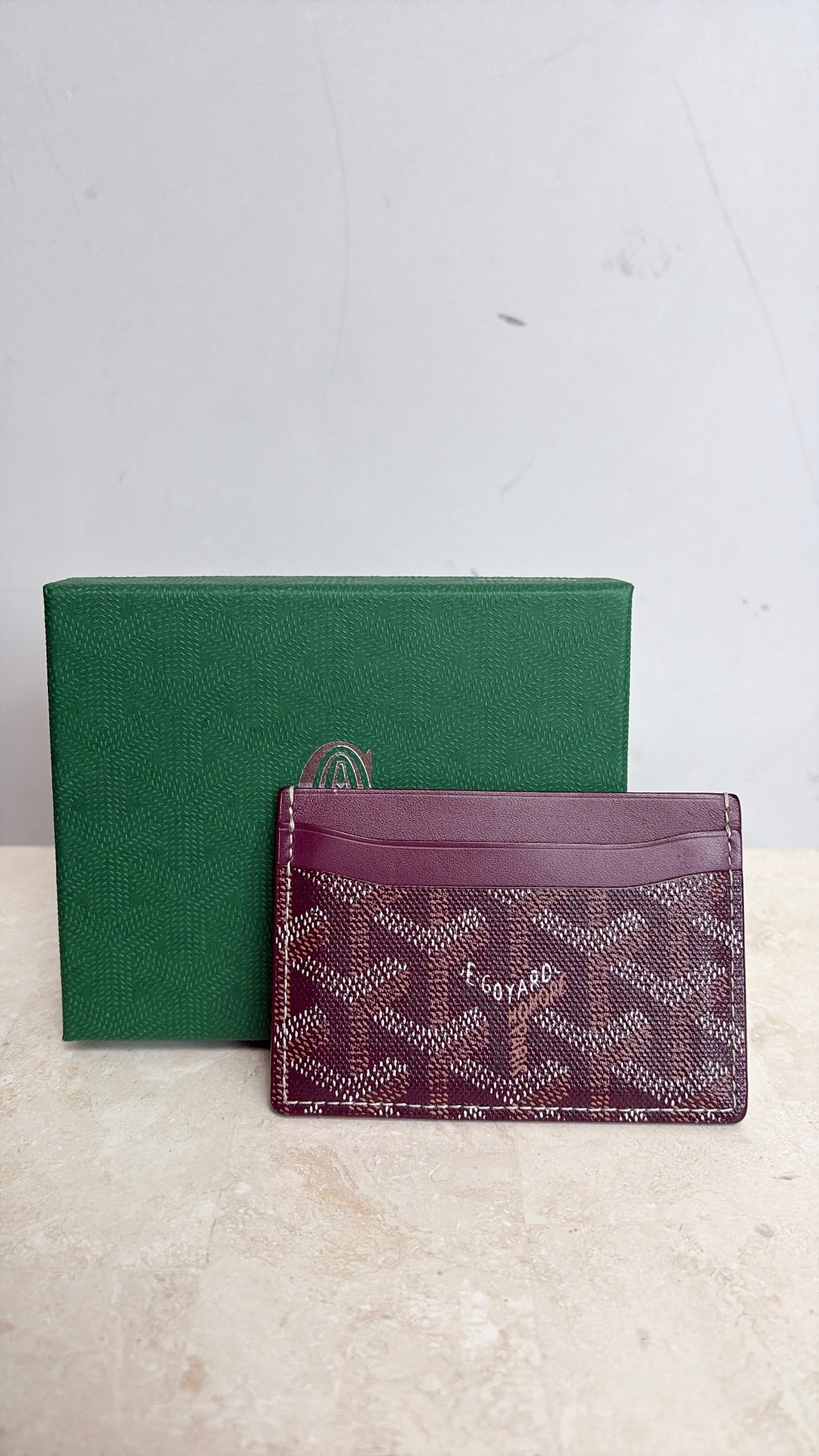 Goyard Burgundy Goyardine Canvas and Leather Cardholder