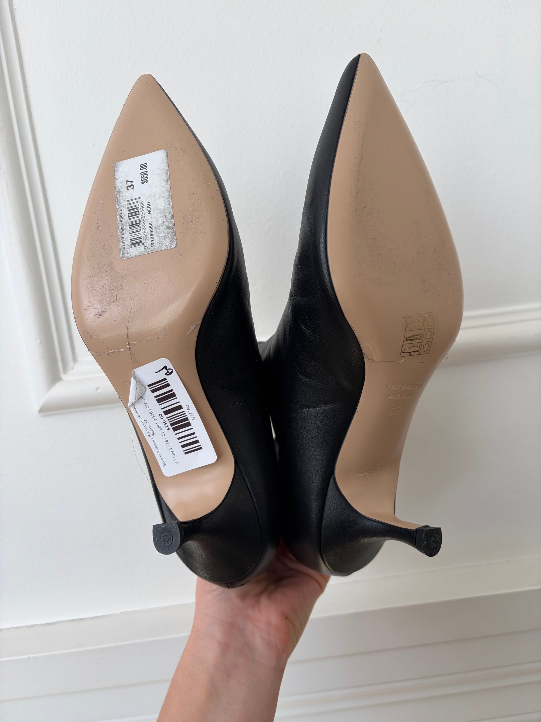 Scanlan Theodore Black Leather Pointed Ankle Boots, 37
