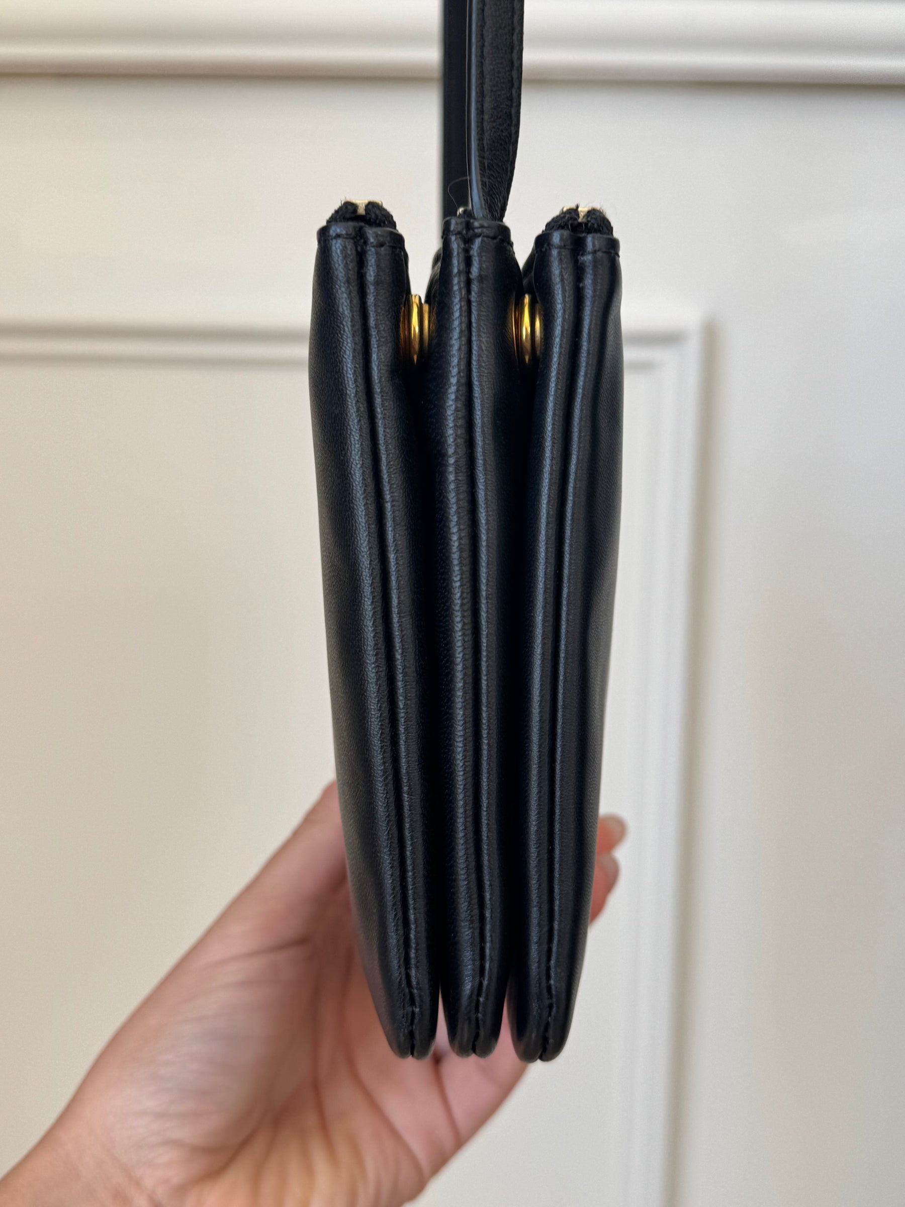 Celine Black Leather Trio Crossbody Bag