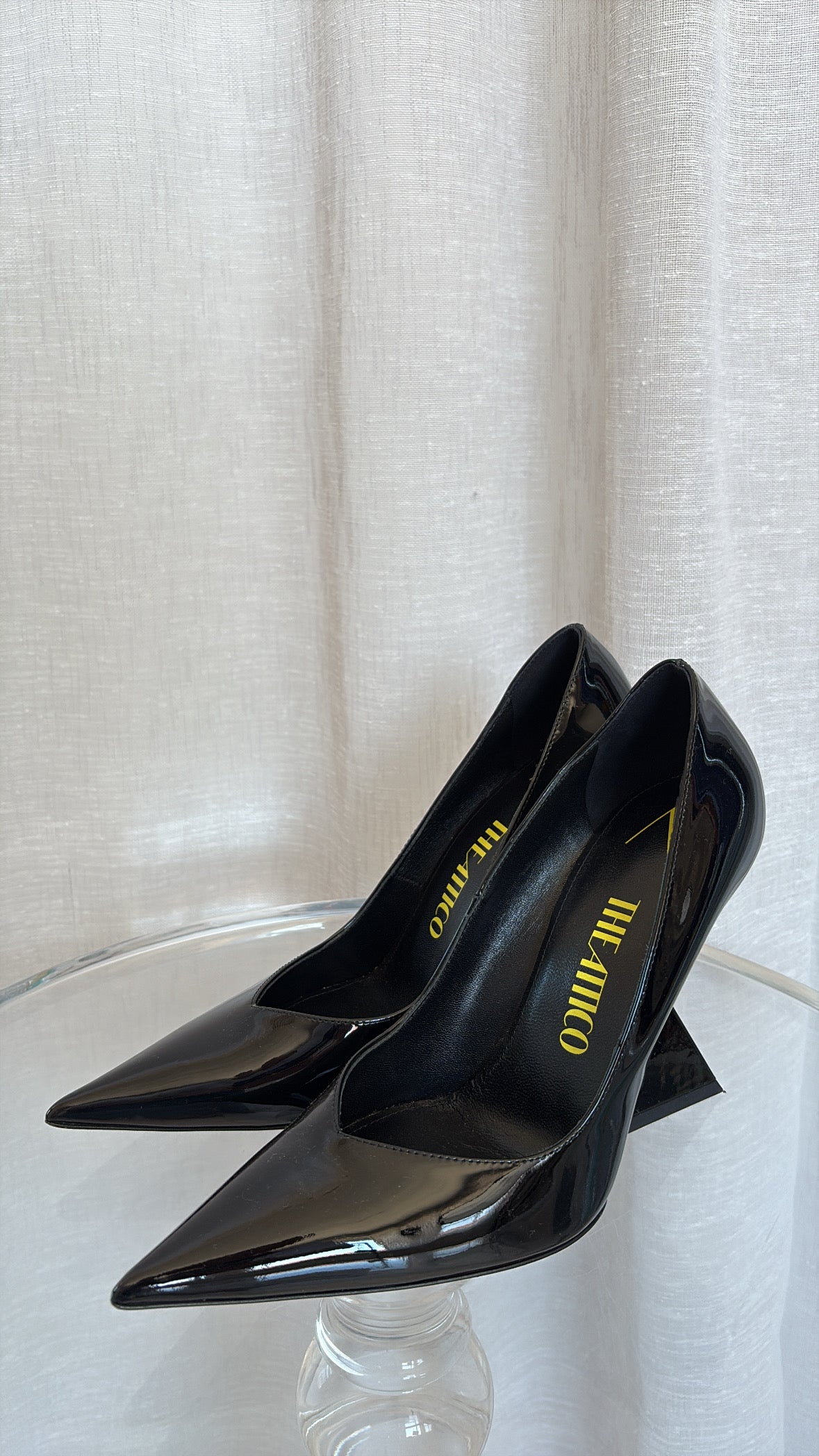 THE ATTICO Black Patent Pointed Wedge Pump, 40