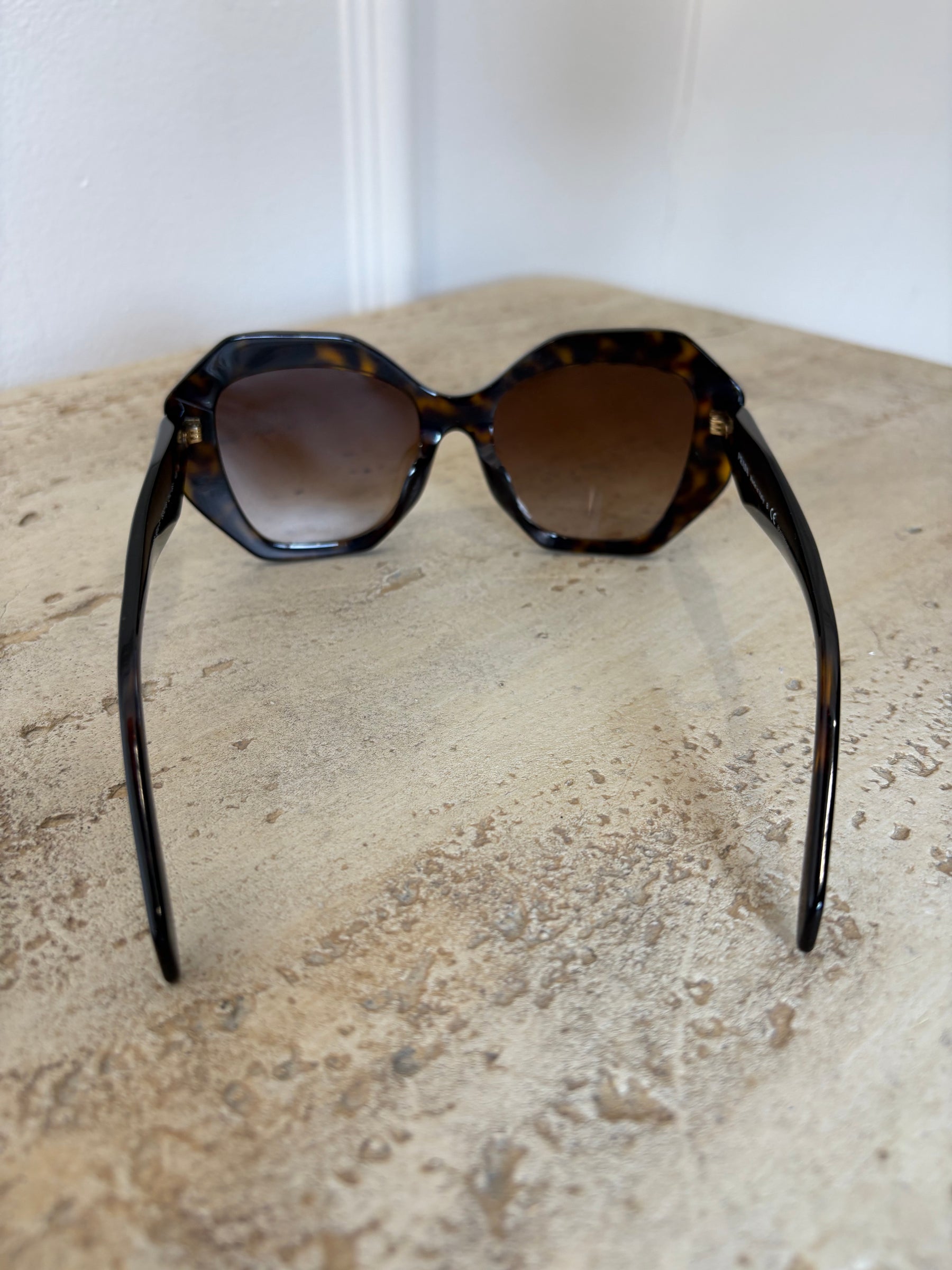 Prada Tortoiseshell Hexagonal Oversized Sunglasses