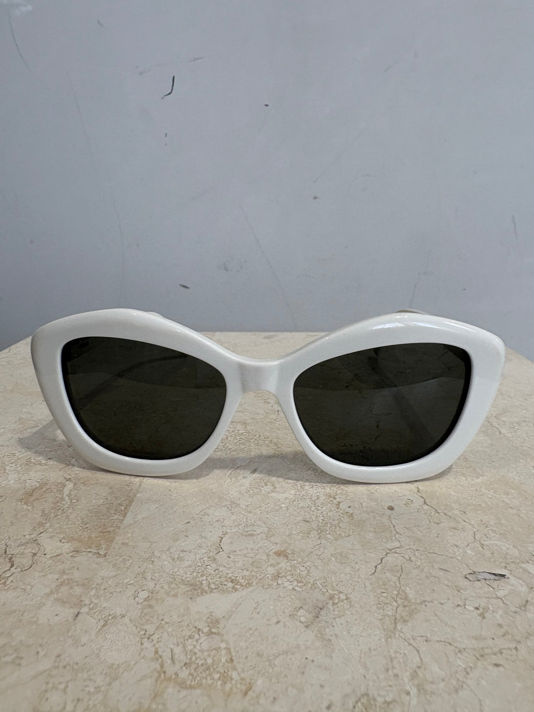 Saint Laurent White Acetate Cat Eye Sunglasses