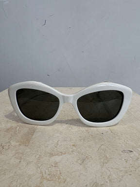 Saint Laurent White Acetate Cat Eye Sunglasses
