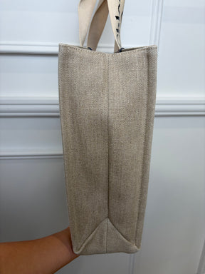 Chloé Canvas and Tan Leather Logo Woody Tote