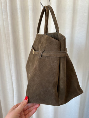 Manu Atelier Dark Taupe Suede Le Cambon 40 Tote Bag