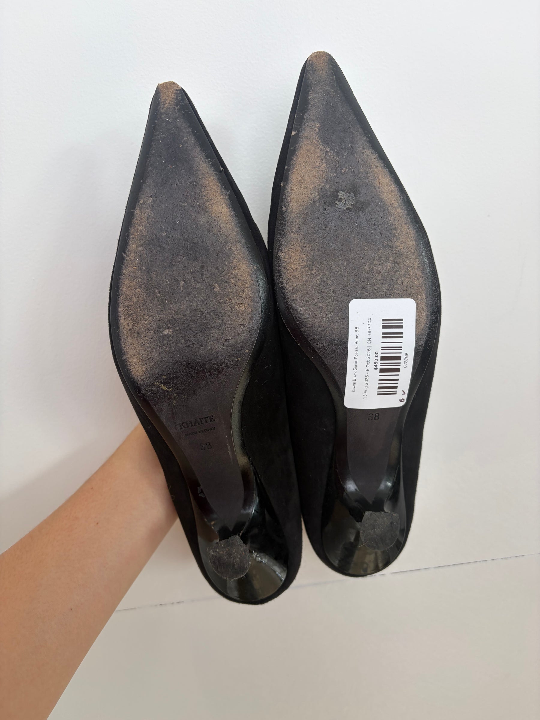 Khaite Black Suede Pointed Pump, 38