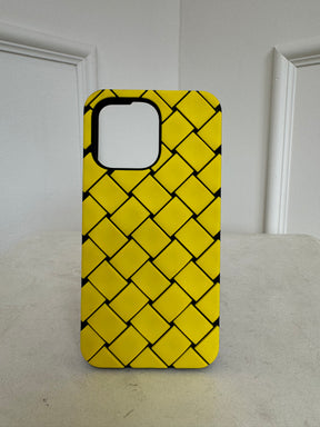 Bottega Veneta Two-Tone Braided Pattern Iphone 14 Pro Case Yellow