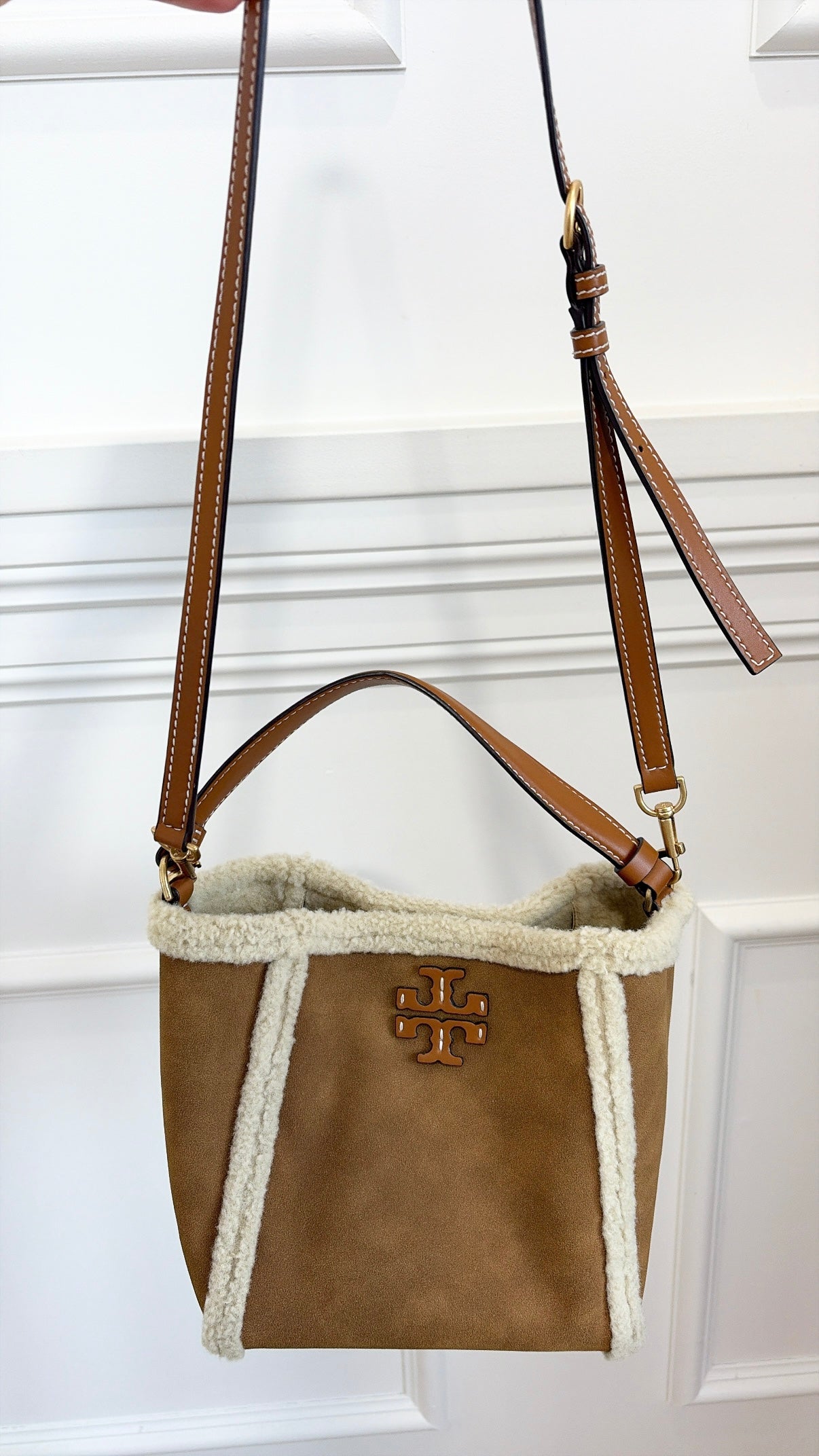 Tory Burch Small Shearling Bucket Bag