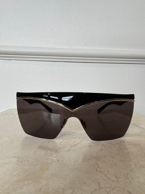 Saint Laurent Black Flat Top V Sunglasses