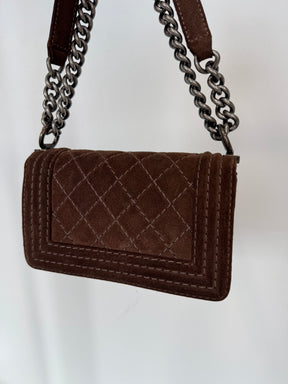 Chanel Chocolate Suede Small Boy Bag