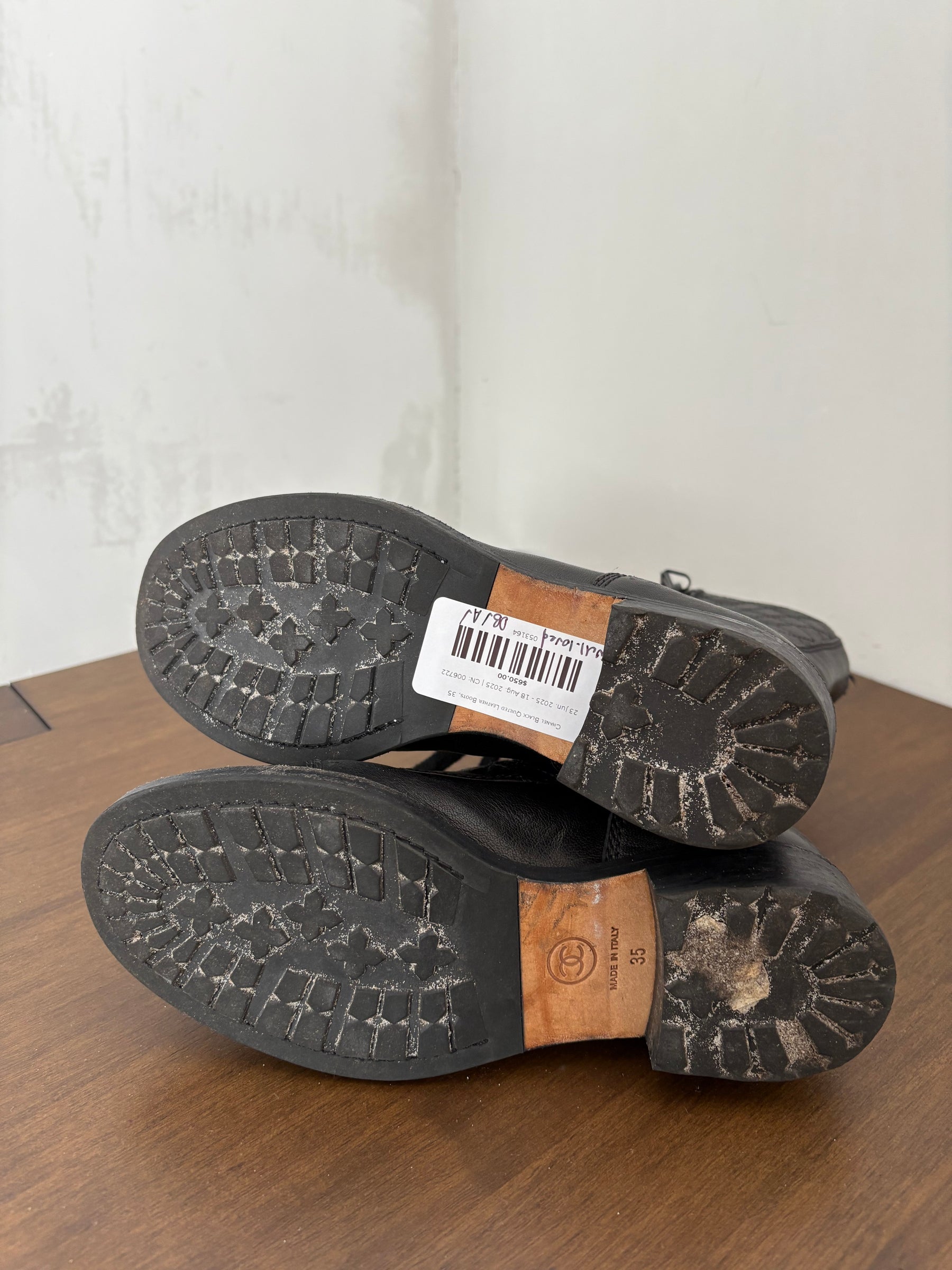 Chanel Black Quilted Leather Boots, 35