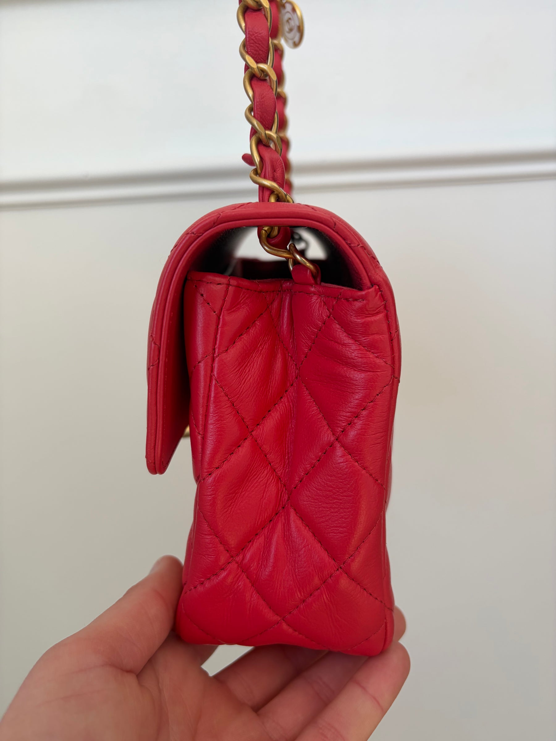 Chanel Coral Lambskin Leather Casino Chips Mini Flap