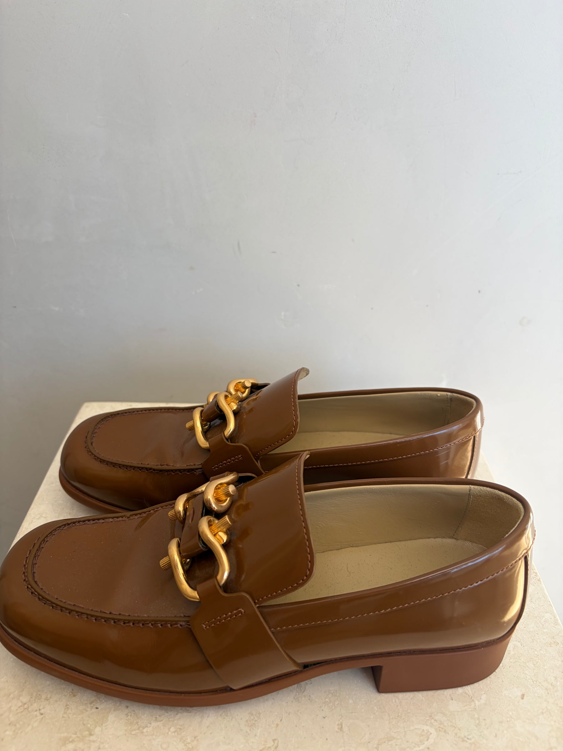 Bottega Veneta Tan Smooth Leather Madame Loafer, 37