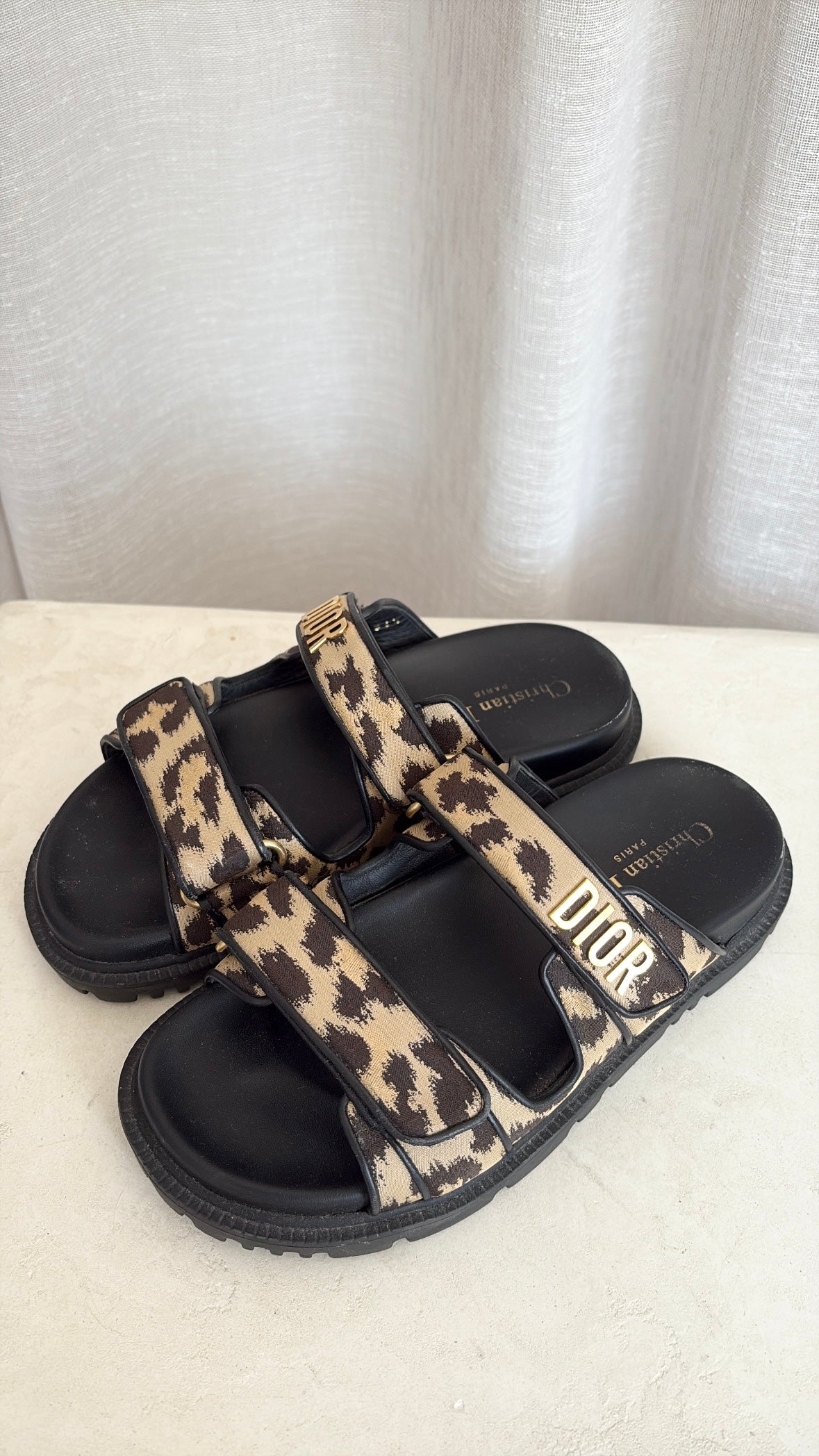 Dior Dioract Mizza Leopard Print Sandals, 36.5