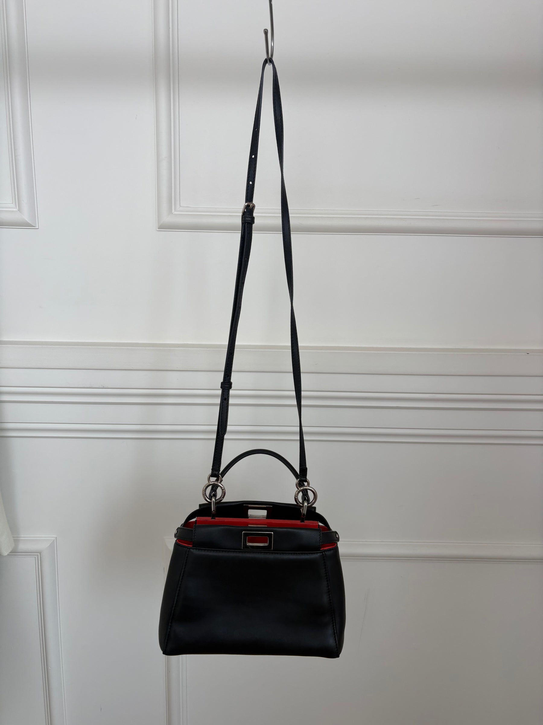 Fendi Black Leather Mini Monster Peekaboo