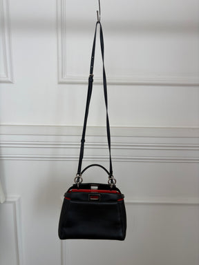 Fendi Black Leather Mini Monster Peekaboo
