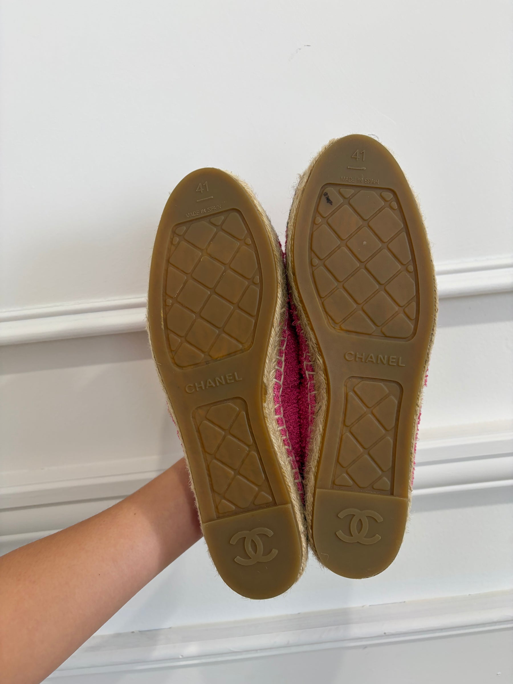 Chanel Pink Terry Logo Espadrilles, 41