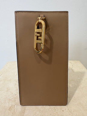 Fendi Tan Leather Multi Monogram Clip Pouch