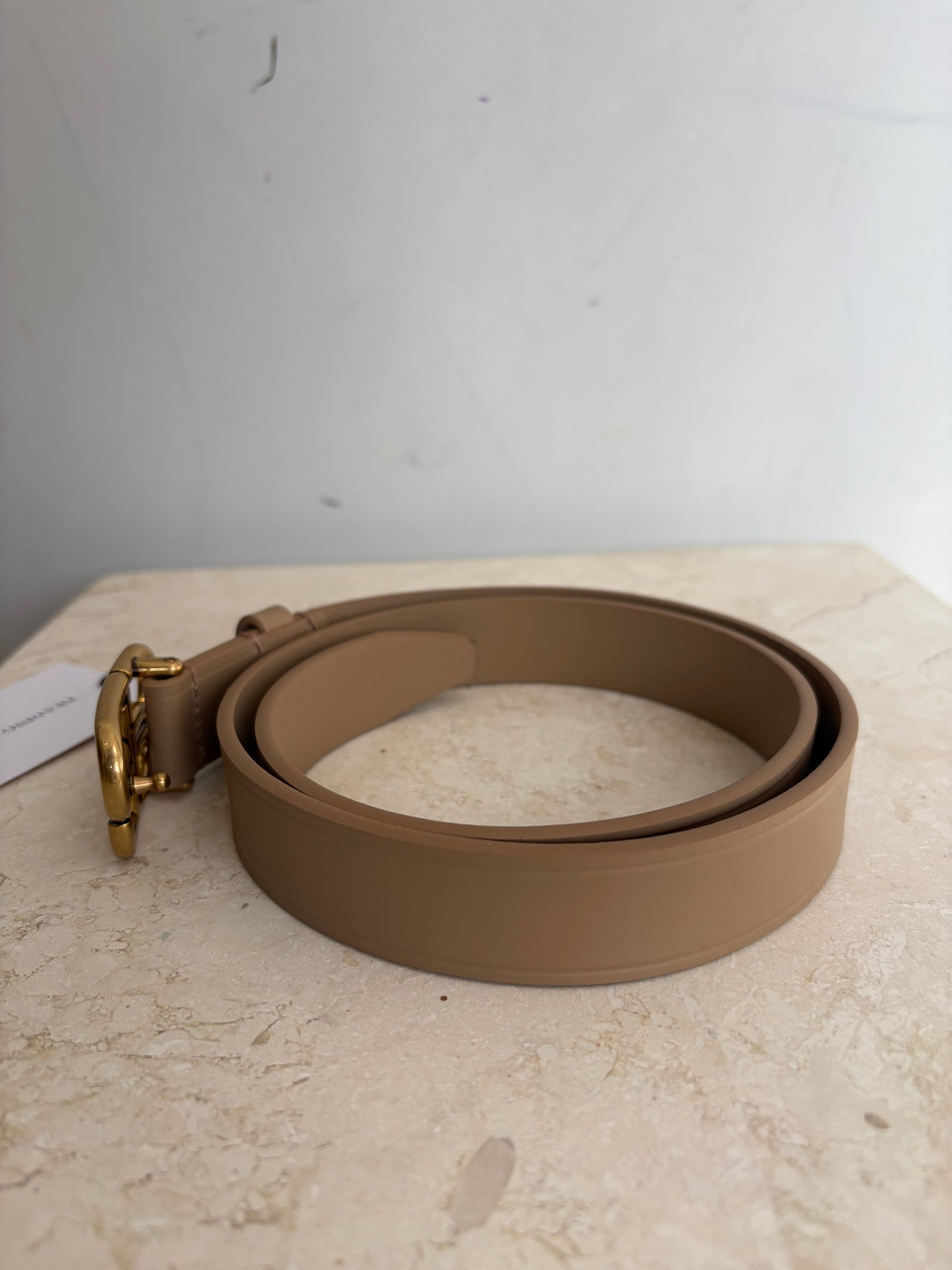 Balenciaga Beige Leather Logo Belt, 70