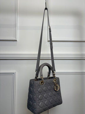 Dior Grey Cannage Quilted Medium Lady Dior