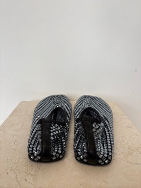 Christopher Esber Black and Blue Crystal Bezelled Flat, 40