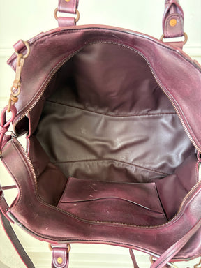 Balenciaga Neo Classic Medium City Bag in Burgundy Distressed Leather
