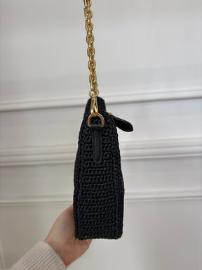Prada Black Raffia Re-Edition Crossbody Bag