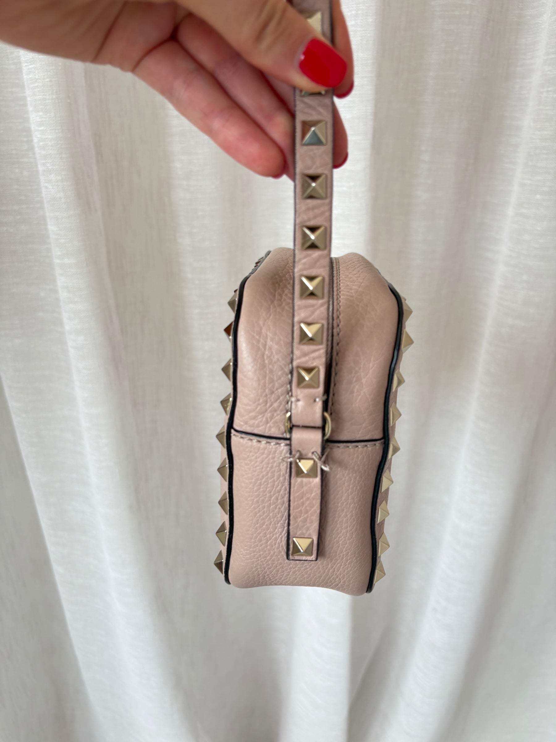 Valentino Garavani Dark Beige Rockstud Camera Bag