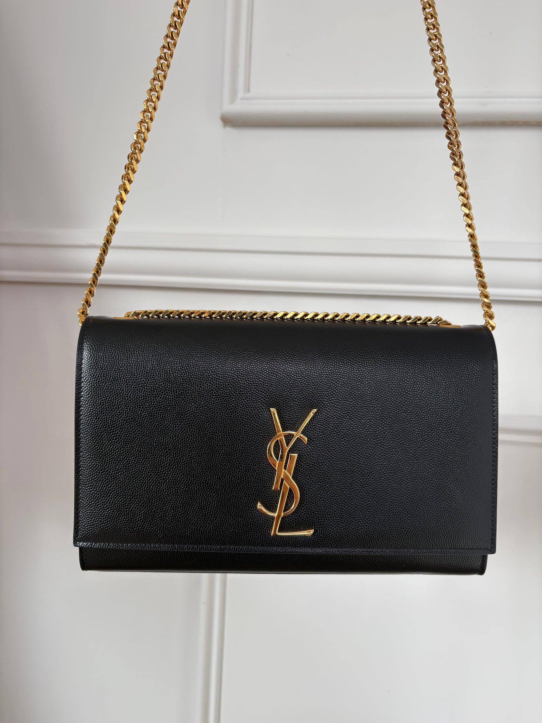 Saint Laurent Black Grained Leather Kate Bag