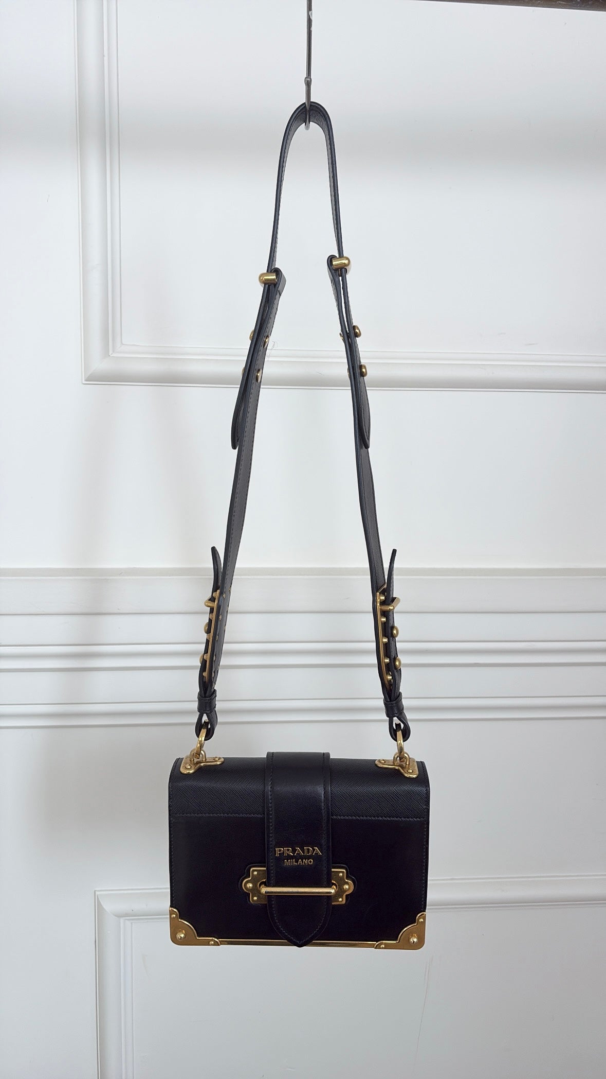 Prada Black Leather Cahier Bag